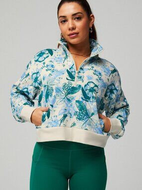 Fabletics Year Round Terry Half Zip Sweatshirt (M) & Matching Sweatpants (L)